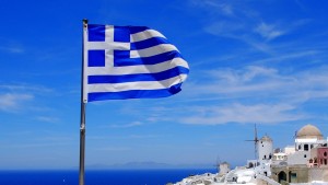 Greek flag flying